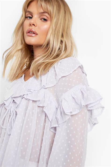 Dobby Frill Smock Top Boohoo