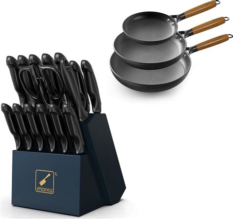 Amazon Imarku Non Stick Frying Pans Set 16 Pcs Kitchen Knife Set