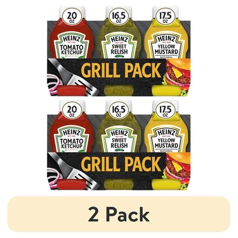 2 Pack Heinz Tomato Ketchup Sweet Relish And Yellow Mustard Grill Pack 3 Ct Pack