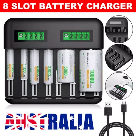 8 SLOTS RECHARGEABLE Battery Charger For AA AAA C D Size Intelligent