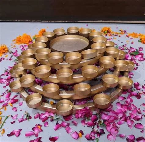 Metal Diwali Decorative Rangoli Diya T Light Candle Holder For