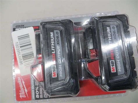 Milwaukee M18 Red Lithium High Output Batteries 2pk Lambrecht Auction