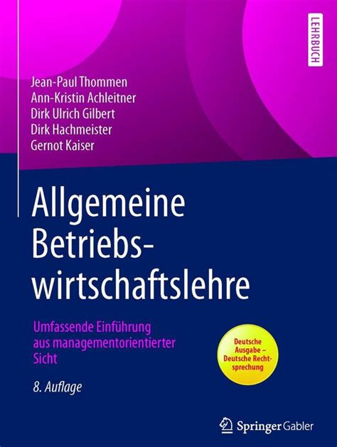 Allgemeine Betriebswirtschaftslehre Ebook Jean Paul Thommen