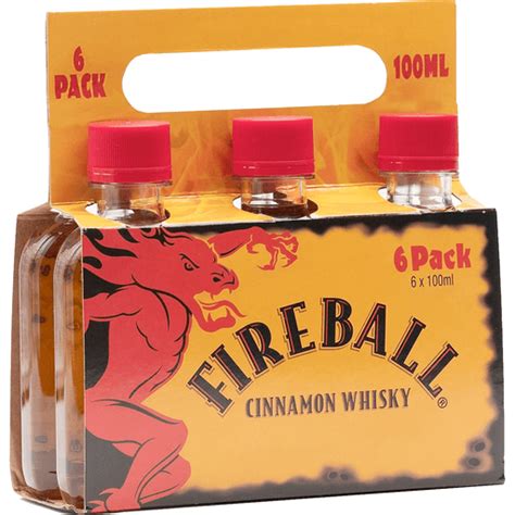 Fireball Cinnamon Whiskey 100ml Plastic Bottles 6 Count 66 Proof Buehler S