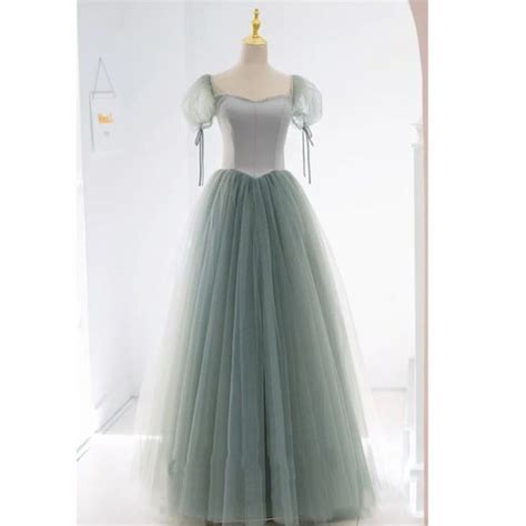 Vintage Retro Sage Green Prom Dresses 2021 A Line Princess Square