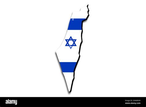 Outline Map Of Israel With The National Flag Superimposed Over The