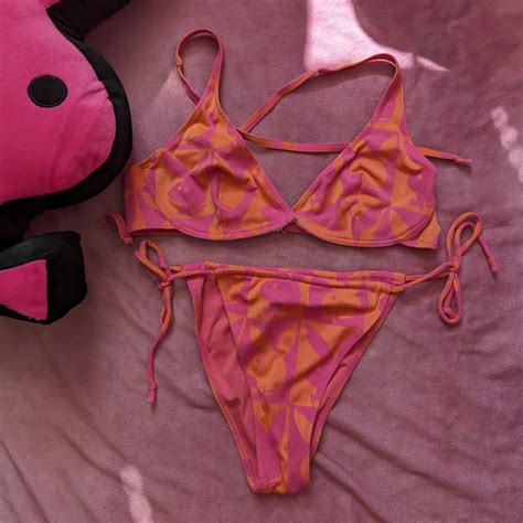 Playboy Pink Orange Bikini Estimated Medium Depop