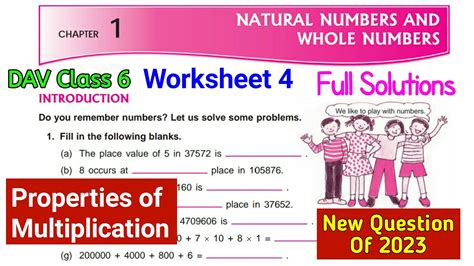 Dav Class 6 Maths Chapter 1 Worksheet 4 Solutions Q 1 4 Properties Of