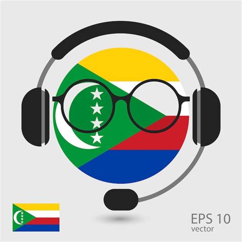 Premium Vector Comoros Vector Flag With Headphones And Glasses Vector