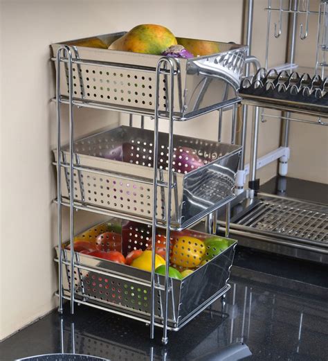 Buy Stainless Steel Vegetable And Fruit Basket Kitchen Rack X