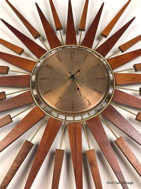 1960 S Seth Thomas Starburst Wall Clock With Walnut Spikes Please See Notes On Shipping