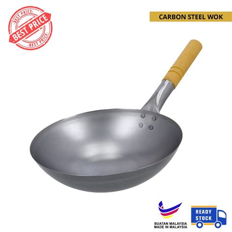 Gdh Pre Seasoned Traditional Non Coated Carbon Steel Pow Wok With