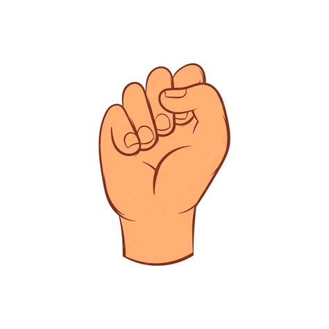 Premium Vector Hand With Clenched Fist Icon In Cartoon Style On A White Background