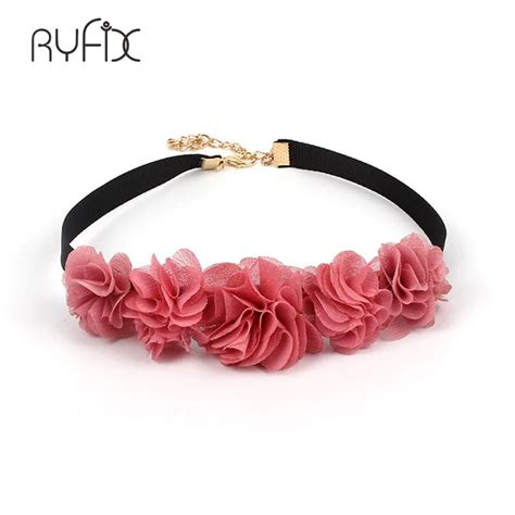 Aliexpress Buy Fashion Bohemia Fabric Red Rose Flower Choker