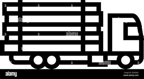 Truck Transportation Wood Timber Line Icon Vector Illustration Stock