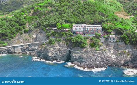 Monterosso Cinque Terre Aerial View With Drone Famous Walk Passeggiata