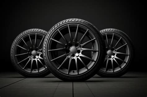 Premium AI Image | set of car wheels with alloy rims and new tires ...