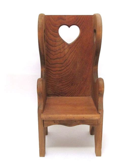 Vintage Wooden Doll Chair With Heart Cutouts Plant Stand Etsy