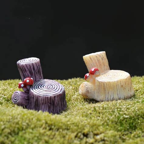 1Pcs Mini Tree Stump Mushroom Resin Cabochons Crafts Micro Landscape