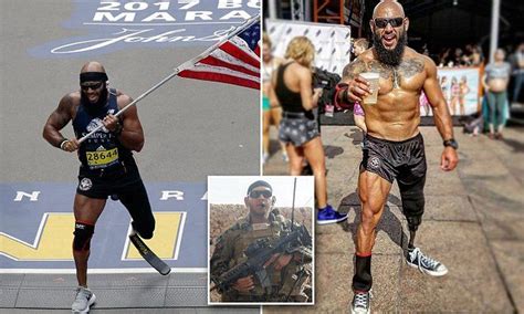 Marine Amputee Runs The Boston Marathon Carrying An American Flag