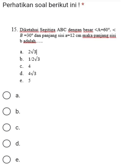 Solved Perhatikan Soal Berikut Ini 15 Diketahui Segitiga ABC