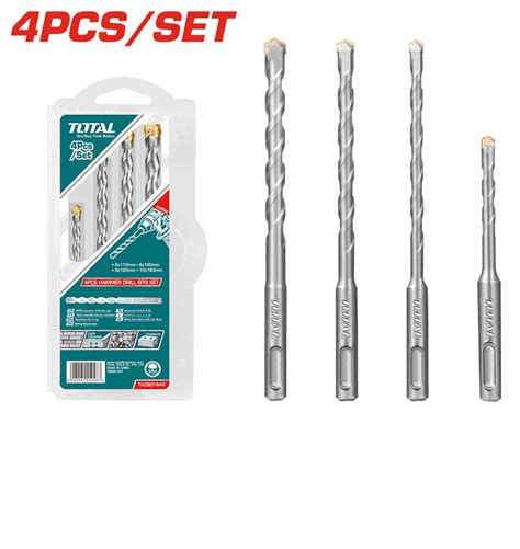 Total Tools4 Pcs Hammer Drill Bits Sds Plus Set Tacsd1945