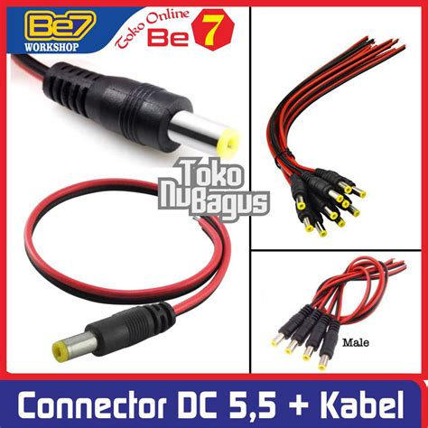 Jual DC Power Connector Male 5 5 Cable Soket Konektor DC Jantan 5 5