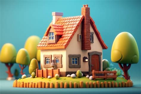 Premium Ai Image Cute House Or Home D Render