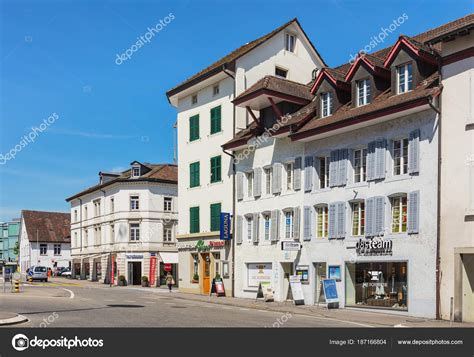 Old town street in Aarau, Switzerland – Stock Editorial Photo ...