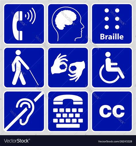 Disability Symbols And Signs Collection Royalty Free Vector