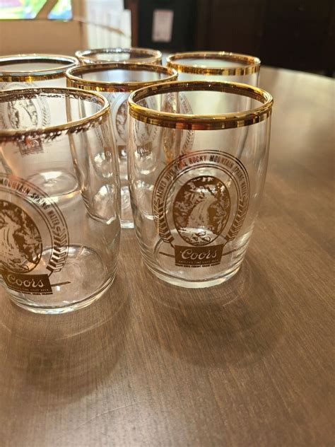 6 Vintage Coors Gold Rim Sampler Drink Glasses Ebay