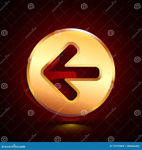 3D Stylized Arrow Left Icon Golden Vector Icon Isolated Symbol