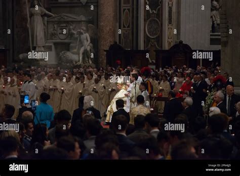 April 06 2023 Vatican Pope Francis Returned To Public View Presiding Over Easter Vigil Mass