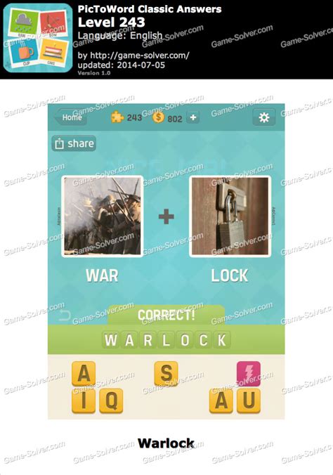 pictoword classic level  game solver
