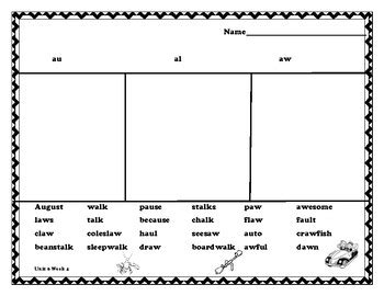 Word Sort Appropriate For St Grade Cengage Reach For Reading Unit Week