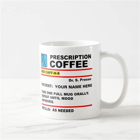 Prescription Coffee Caffeine Rx Funny Mug Zazzle