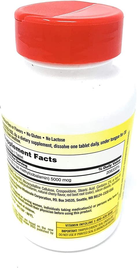 Kirkland Signature Vitamin B12 5000 Mcg 300 Tablets Quick Dissolve