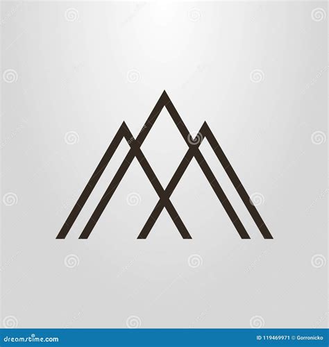 Simple Geometric Vector Line Art Pictogram Of Three Mountain Peaks