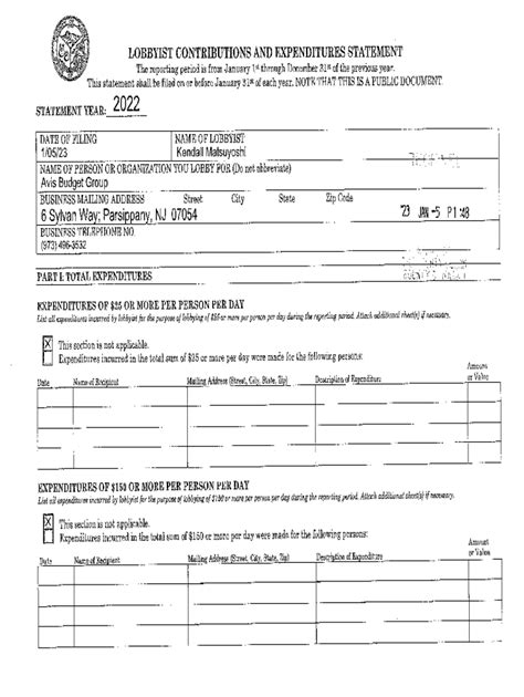 Fillable Online Lobbyist Contributions And Expenditures Statement