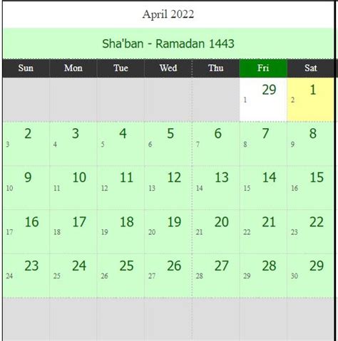শাবান মাসের আজ কত তারিখ শাবান মাসের ক্যালেন্ডার ২০২২