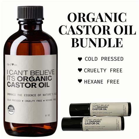 Organic Castor Oil In Glass Bottle Deluxe Bundle Hexane Free Cold