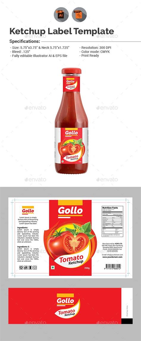 Ketchup Label Template Bottle Label Design Packaging Labels Design