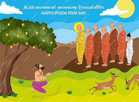 Premium Vector Happy Poson Poya Day Vector