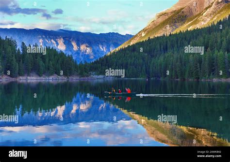 Beautiful Sunset Over Two Jack Lake Banff National Park Alberta