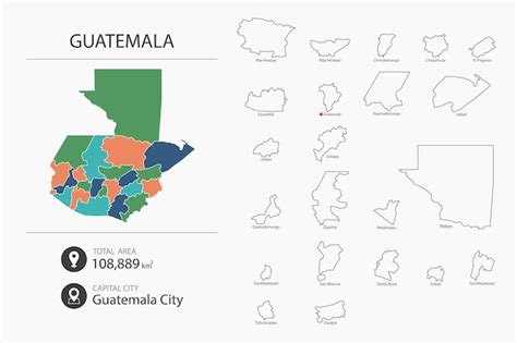 Mapa de guatemala con mapa detallado del país elementos del mapa de