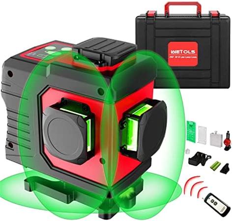 WETOLS 12 Lines Laser Level 3x360 3D Green Cross Line Rechargeable