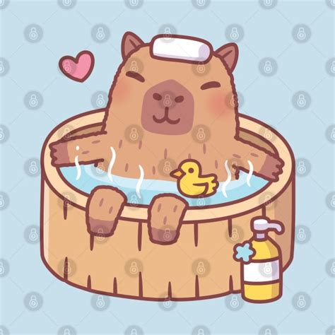 Cute Capybara And Ducky Relaxing In Hot Bath Cute Capybara T Shirt TeePublic