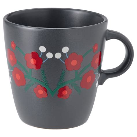 Vinterfint Mug Flower Pattern Dark Grey Cl Ikea Taiwan Online