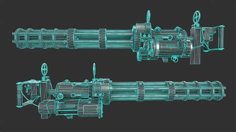 3d Model Gatling Gun Vr Ar Low Poly Cgtrader