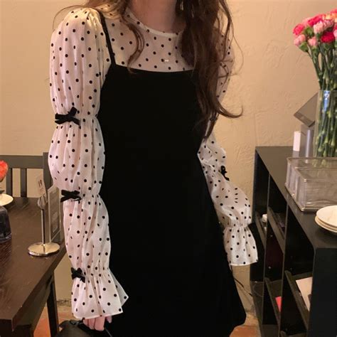 Dot Puff Sleeves Camisole Dress Lf2936 La Florence